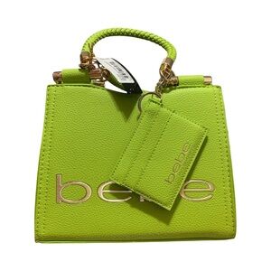 bebe Fabiola Top Handle Crossbody in Lime Green with Gold Accents